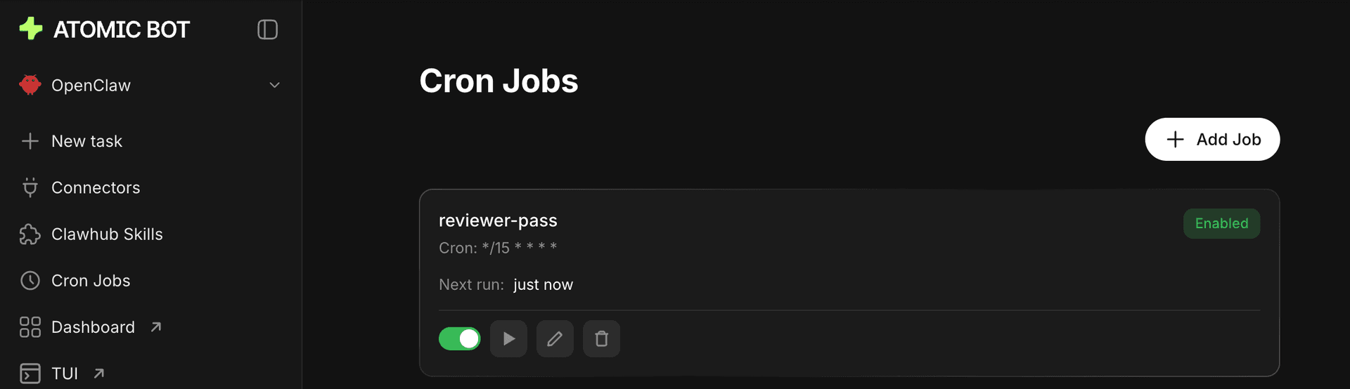 A scheduled job for one of the agents